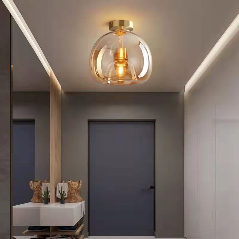 Luminária de Teto Bola de Vidro Nórdica | Montagem Semi-Embutida