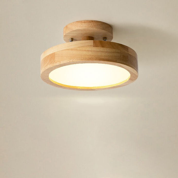 Nordic Wooden Ceiling Light | Round Modern Corridor & Balcony Lamp