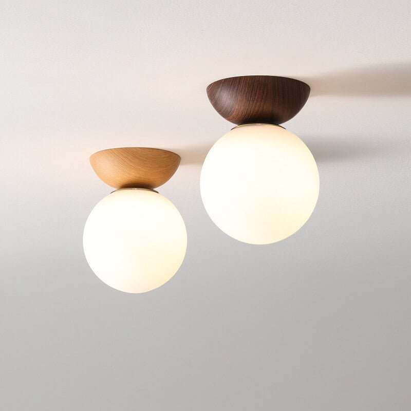 Japanese Style Ceiling Light | Minimal Wood & Glass Design