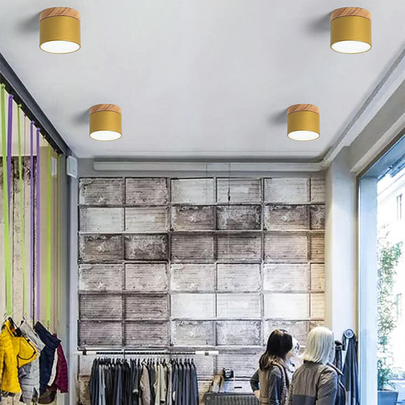 Scandinavian Macaron LED Ceiling Light | Wooden Accent Flush Mount