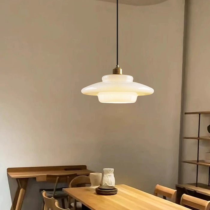 White Glass Pendant Light | Modern Mid-Century Elegance