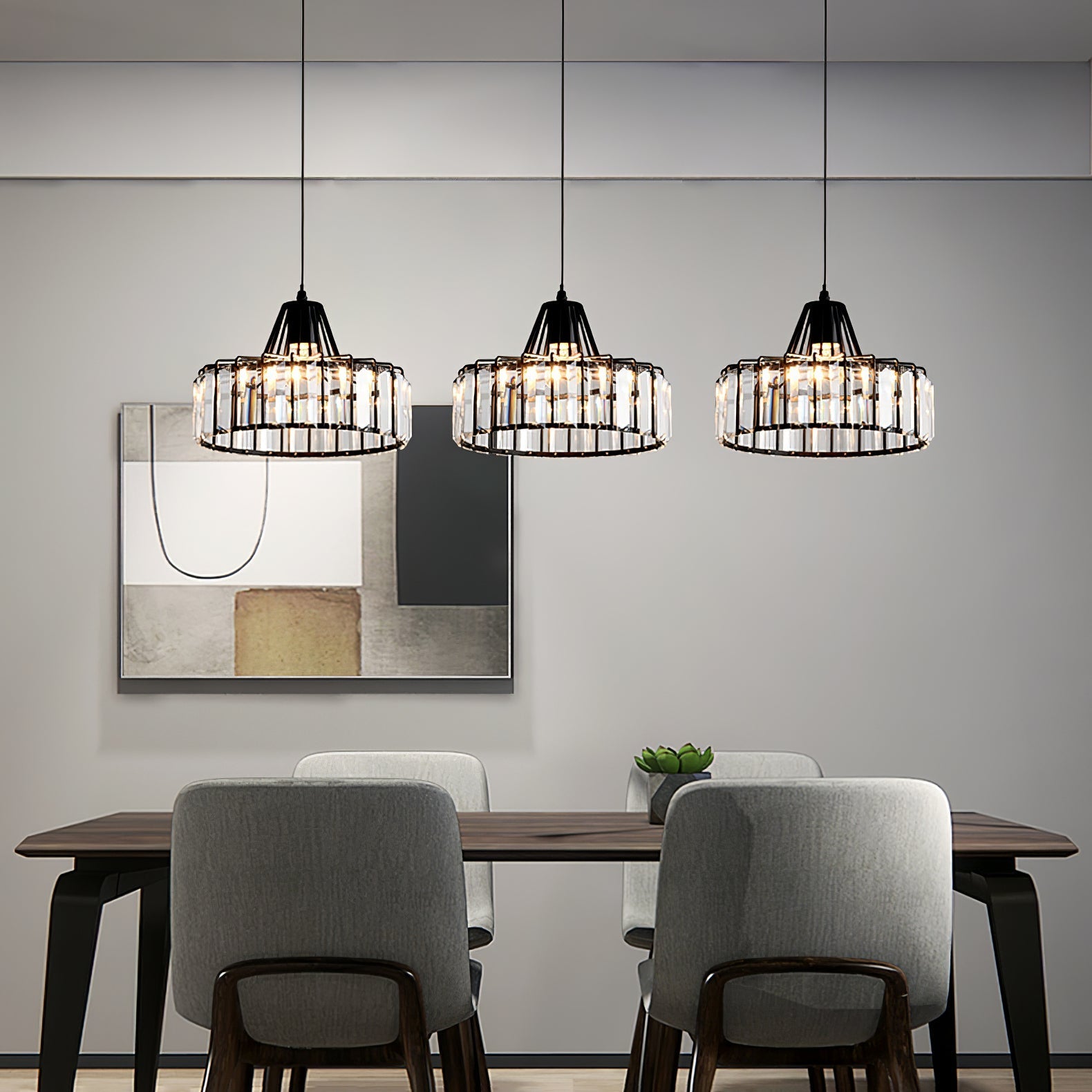 Modern Black Crystal Pendant Light | Elegant Hanging Fixture