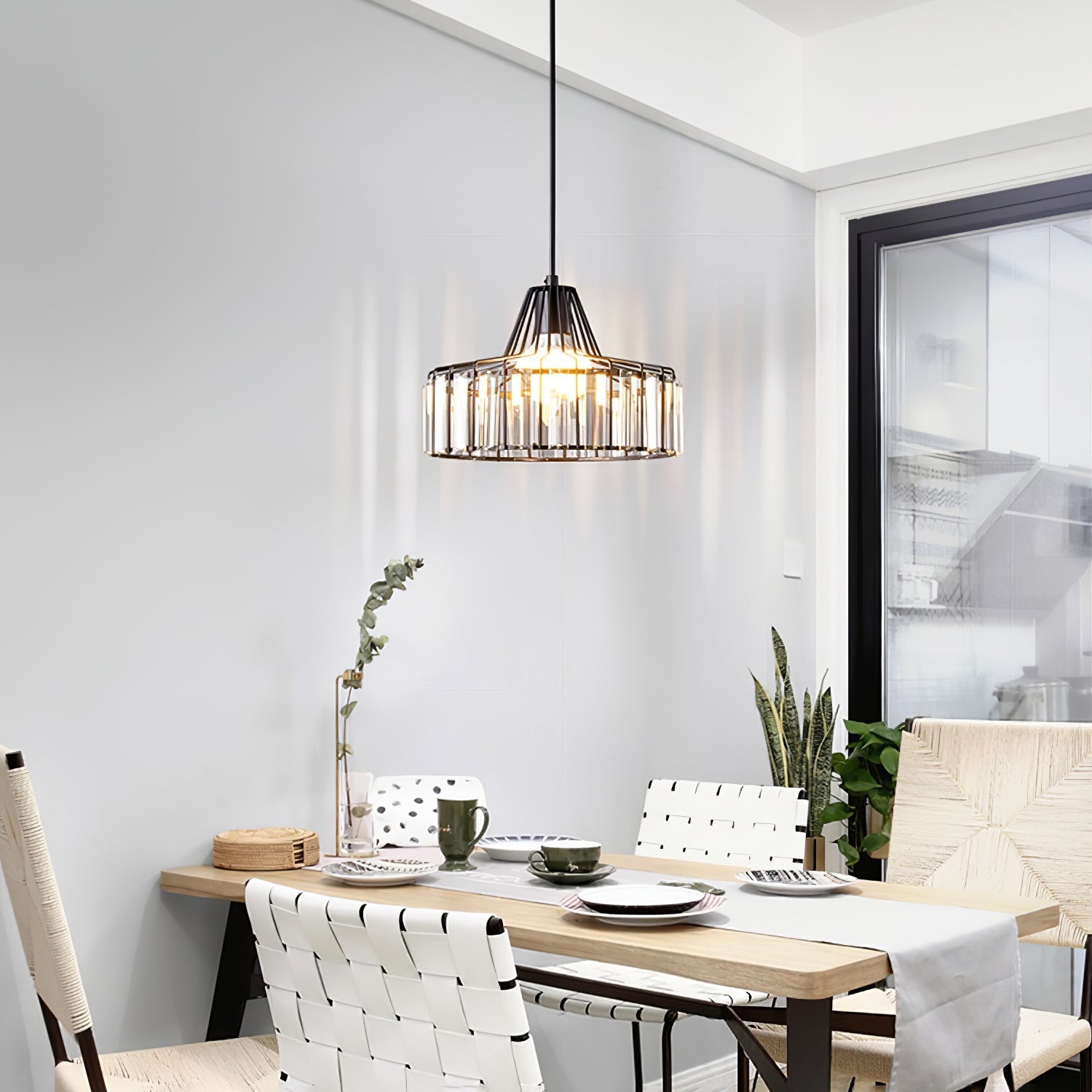 Modern Black Crystal Pendant Light | Elegant Hanging Fixture