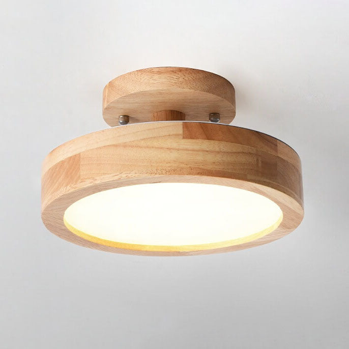 Nordic Wooden Ceiling Light | Round Modern Corridor & Balcony Lamp