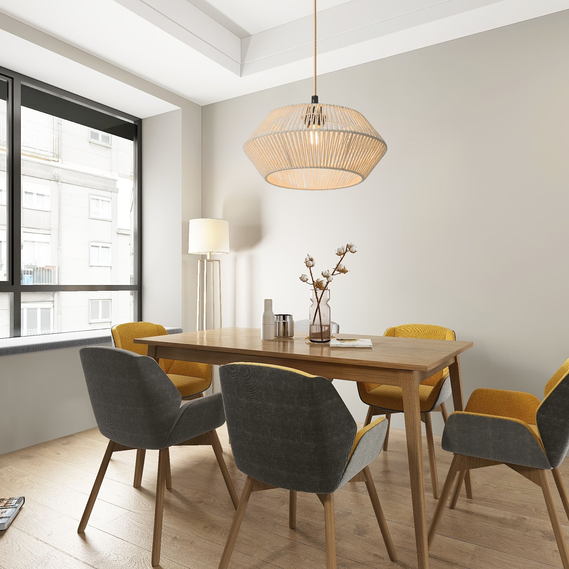 Handwoven Paper Rope Pendant Light Shade | Modern Natural Design