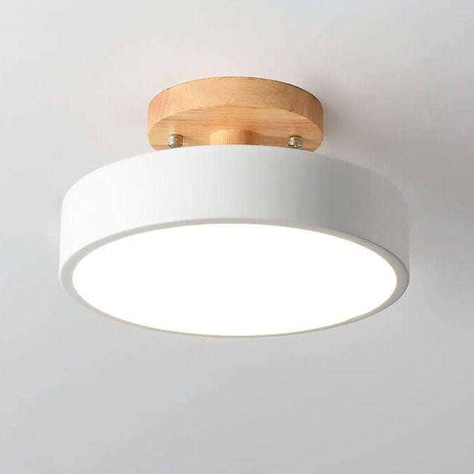 Nordic Wooden Ceiling Light | Round Modern Corridor & Balcony Lamp