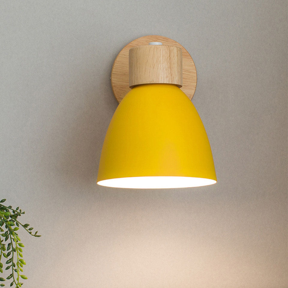 Modern Minimalist Wall Sconce | Wood & Iron Macaron Lamp