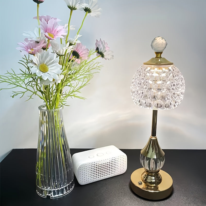 Crystal Touch Table Lamp | Rechargeable LED Bedside Light