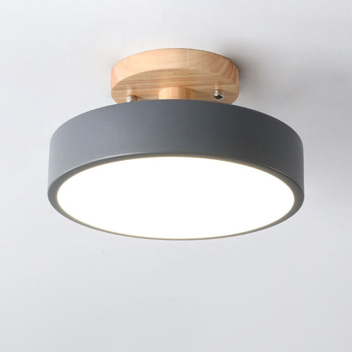 Nordic Wooden Ceiling Light | Round Modern Corridor & Balcony Lamp