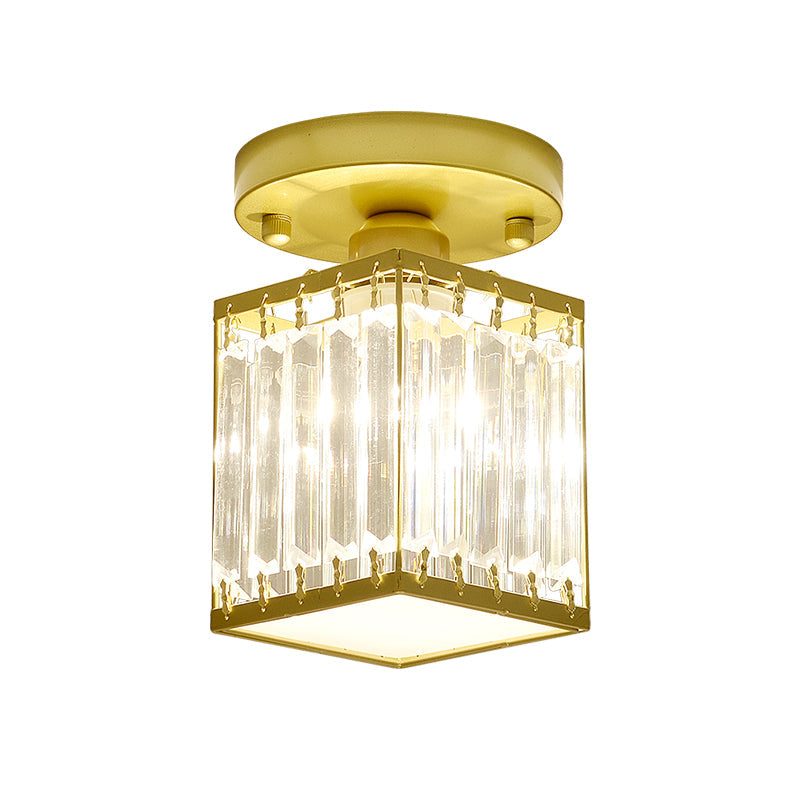 Crystal Foyer Ceiling Light | Modern Semi-Flush Design