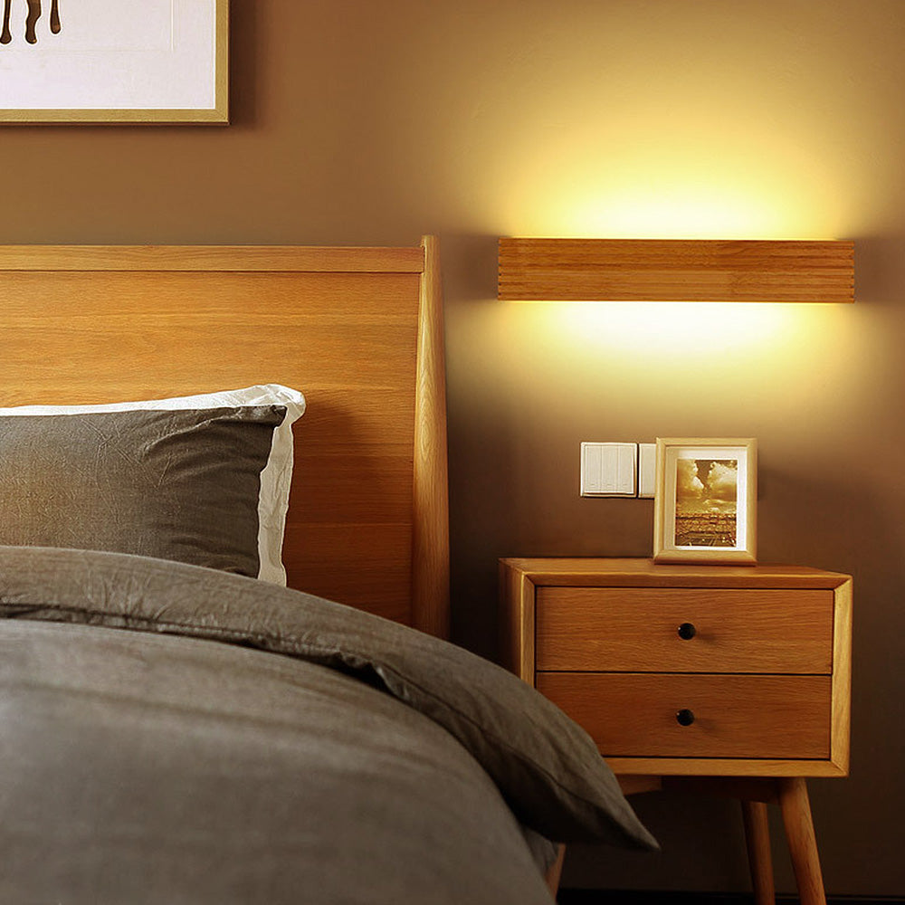 Modern Wooden LED Wall Lamp | Minimalist Bedroom & Living Room Lighting