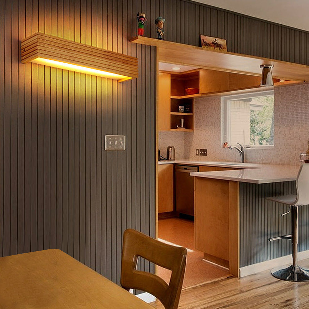 Modern Wooden LED Wall Lamp | Minimalist Bedroom & Living Room Lighting