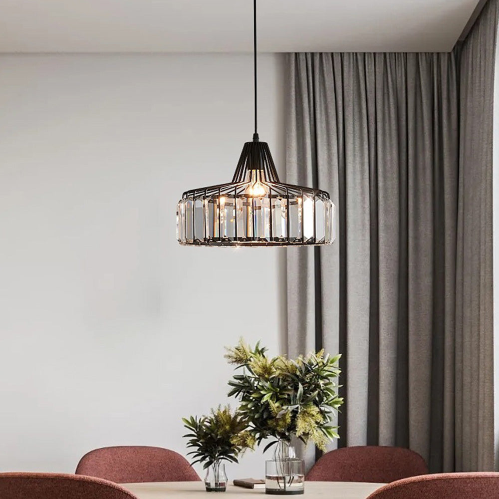 Modern Black Crystal Pendant Light | Elegant Hanging Fixture