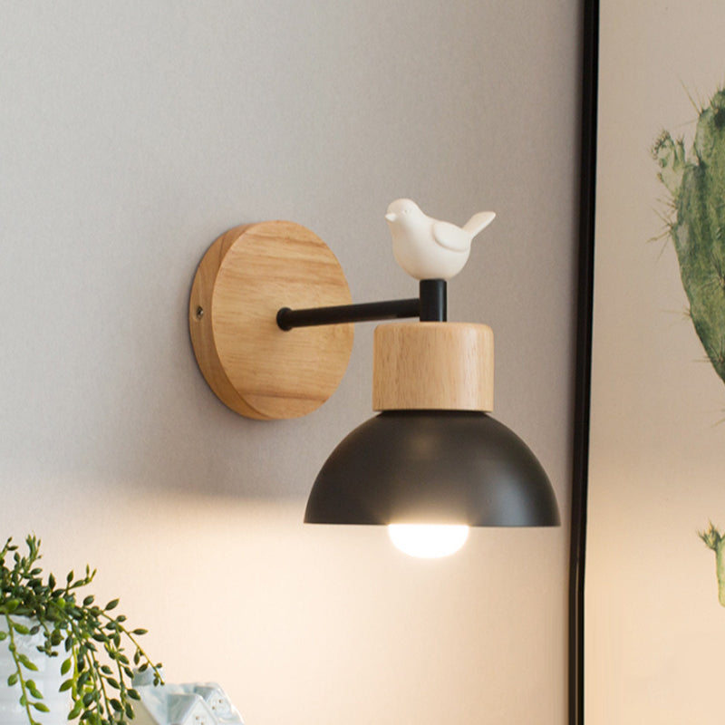 Nordic Wooden Bird Wall Lamp | LED Bedside Wall Sconce