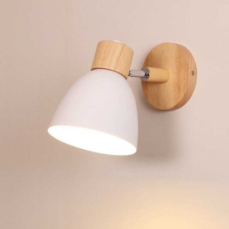 Modern Minimalist Wall Sconce | Wood & Iron Macaron Lamp