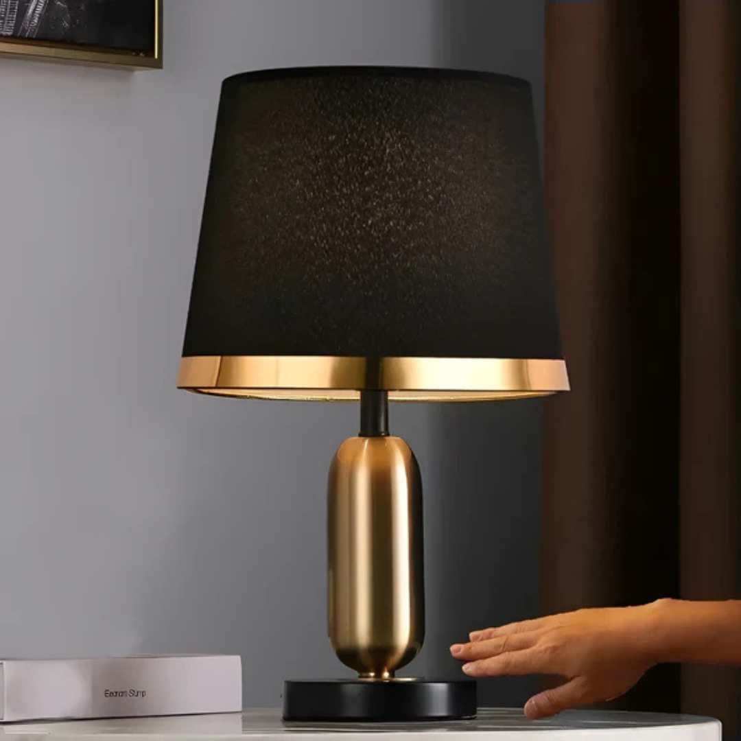 Vintage Black & Gold Table Lamp | Modern Retro Accent Light