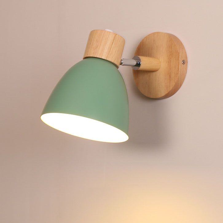Modern Minimalist Wall Sconce | Wood & Iron Macaron Lamp