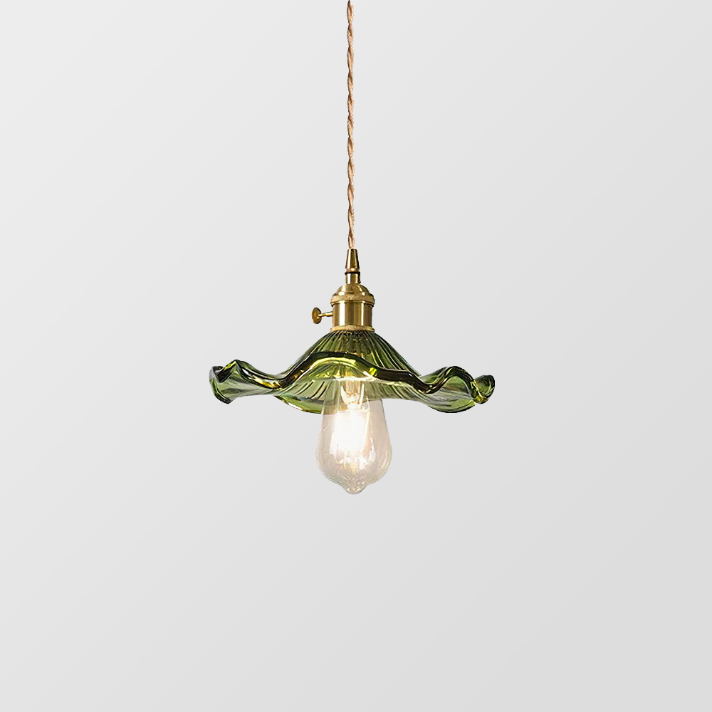 Ilumine o Seu Quarto com Elegância | Candeeiro Suspenso LED de Vidro com Flor