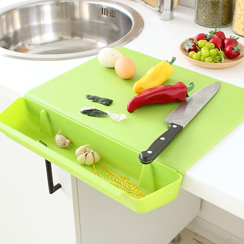 Tábua de Cortar 2 em 1 com Caixa de Armazenamento | Tábua de Cozinha Portátil e Suporte para Alimentos