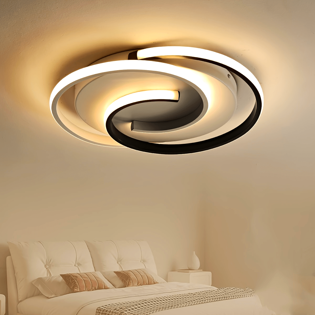 Modern LED Ceiling Light | Swirl Black & White Design