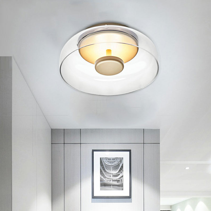 Glass LED Ceiling Light | Modern Amber & Smoke Grey Finish