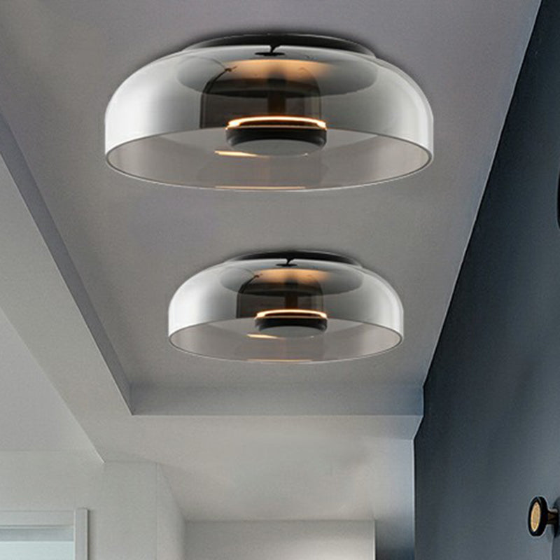Glass LED Ceiling Light | Modern Amber & Smoke Grey Finish