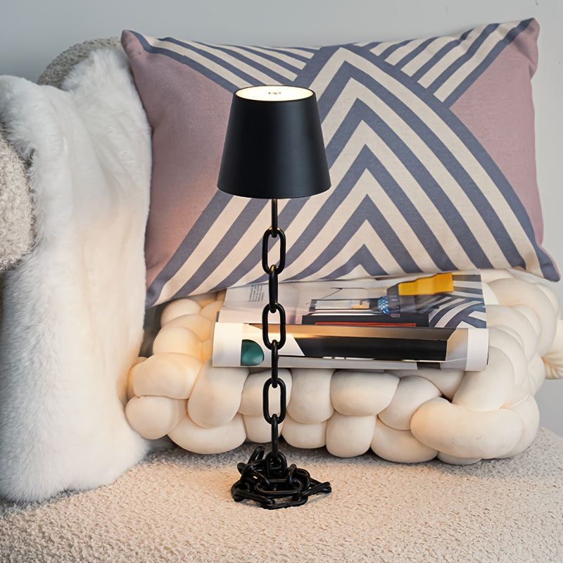 Modern Chain-Link Table Lamp | Rechargeable Touch LED Light