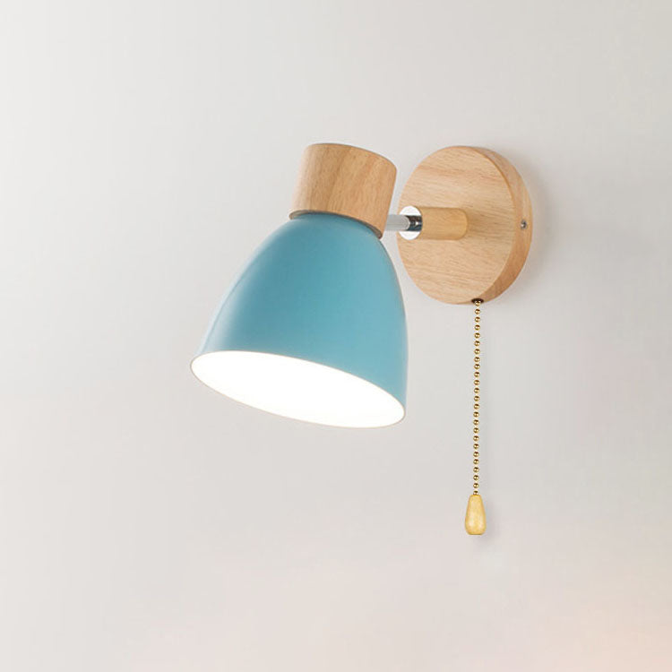 Modern Minimalist Wall Sconce | Wood & Iron Macaron Lamp