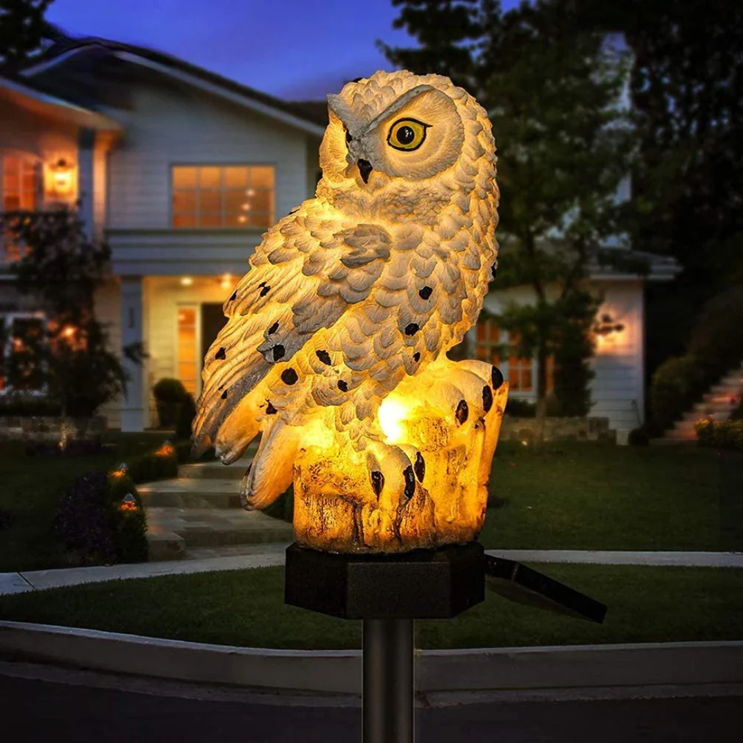Garden Light Solar Owl Outdoor Pathway Stake Lamp – DecorsDeluxe