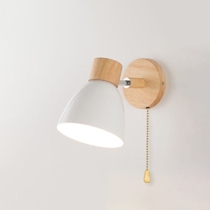 Modern Minimalist Wall Sconce | Wood & Iron Macaron Lamp