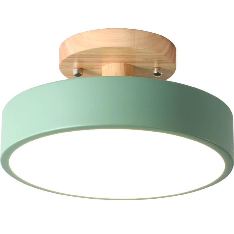 Nordic Wooden Ceiling Light | Round Modern Corridor & Balcony Lamp
