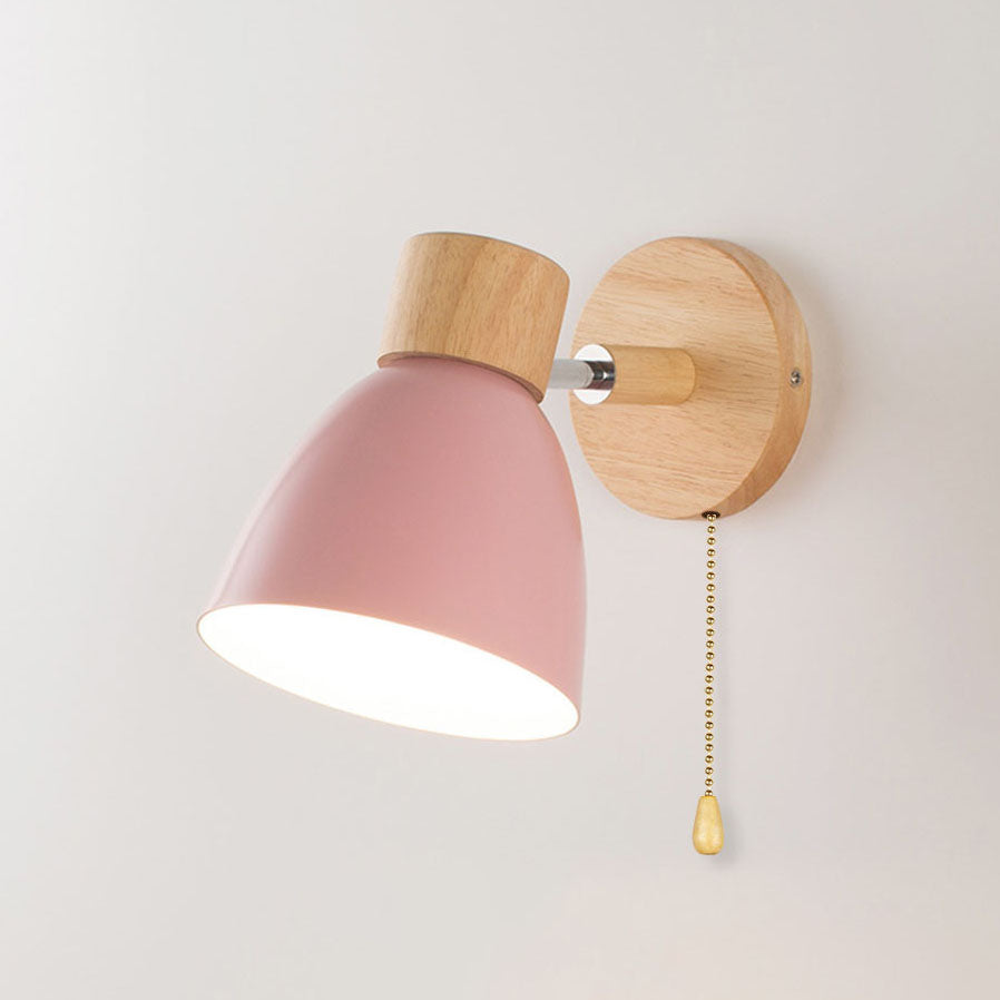 Modern Minimalist Wall Sconce | Wood & Iron Macaron Lamp
