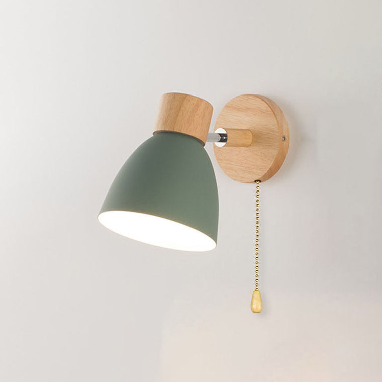 Modern Minimalist Wall Sconce | Wood & Iron Macaron Lamp