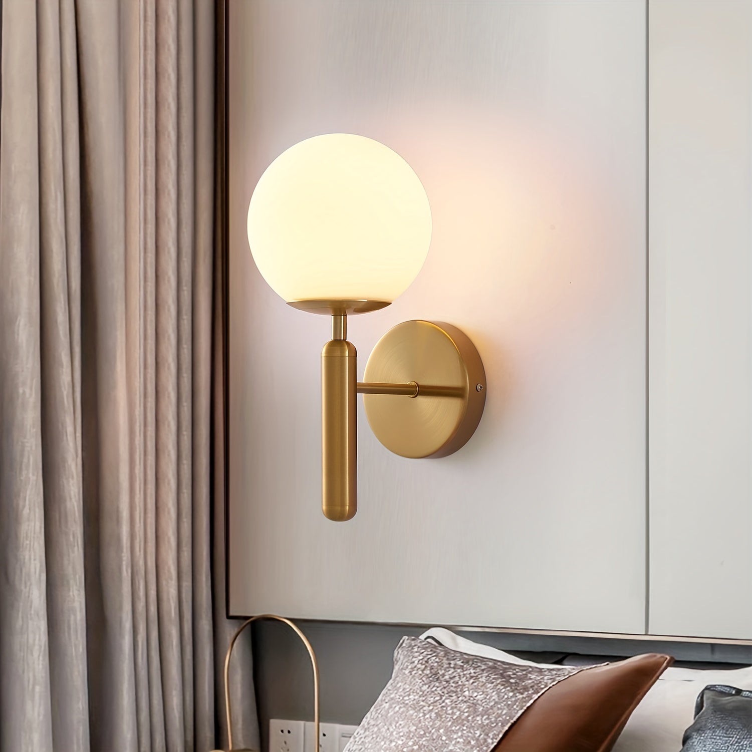 Modern Glass Globe Wall Sconce | Polished Metal Semi-Flush Mount Fixture