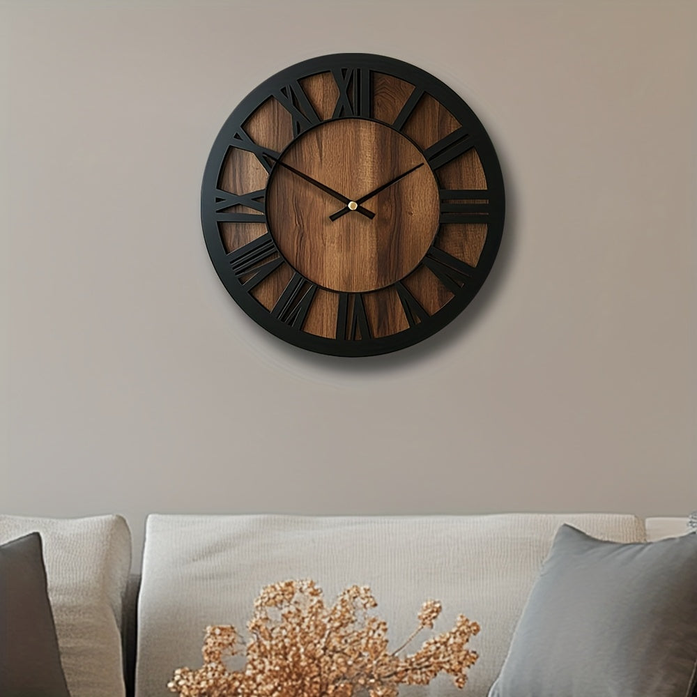 Vintage Wooden Wall Clock | Roman Numeral Design