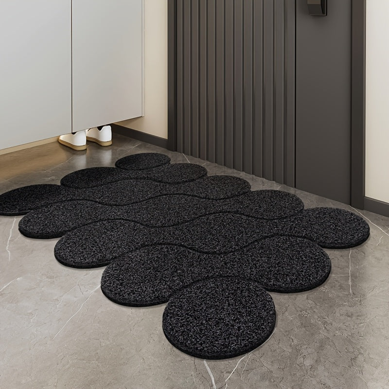 Non-Slip Door Mat | Black Hollow PVC Design with Rubber Backing