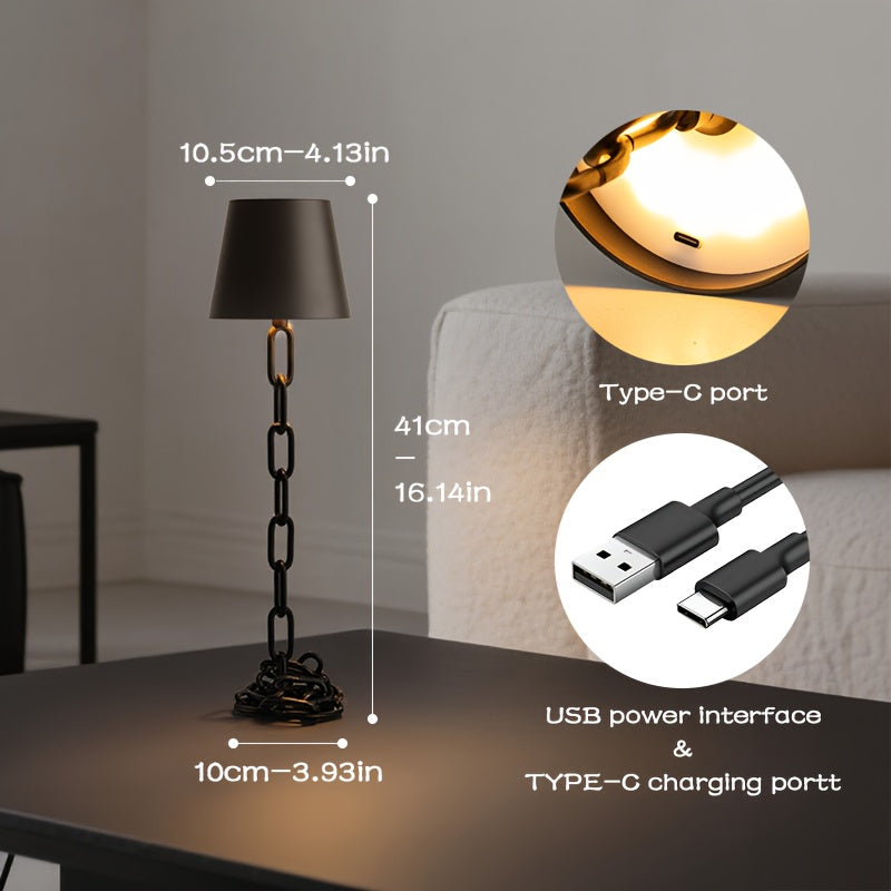 Modern Chain-Link Table Lamp | Rechargeable Touch LED Light
