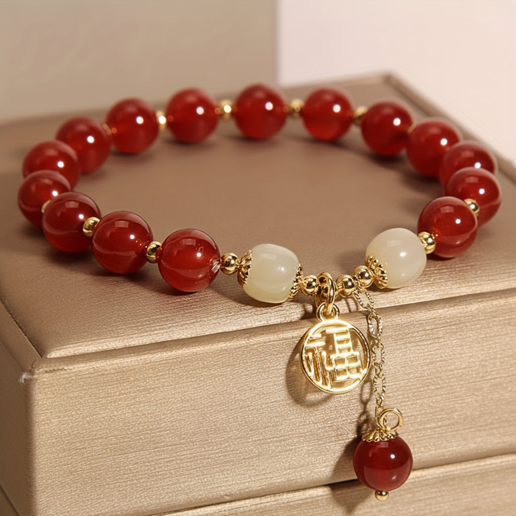 Perlenarmband Muttertagsgeschenk Natürlicher Stein Roter Schmuck