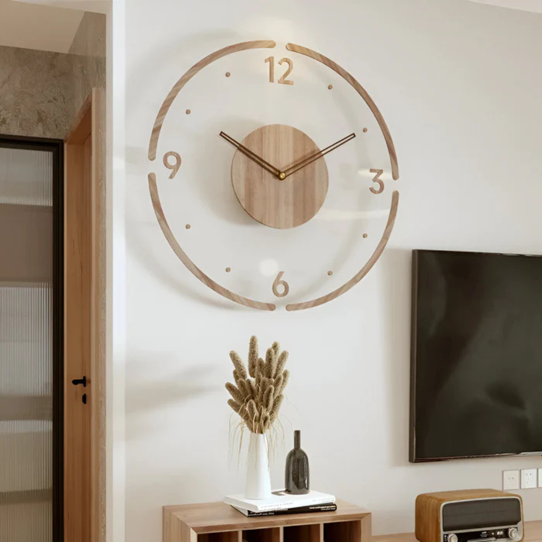 Nordic Wood Wall Clock | Silent Quartz Movement