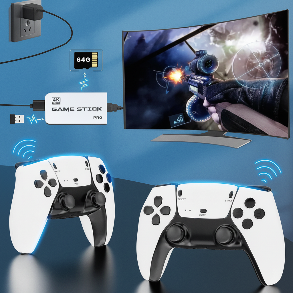 Joystick pentru consolă de jocuri 4K Retro Gaming Controlere wireless