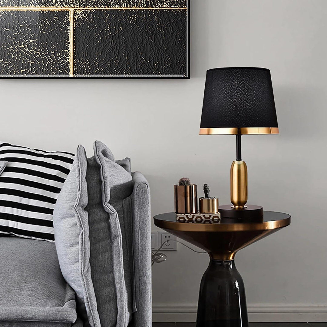 Vintage Black & Gold Table Lamp | Modern Retro Accent Light