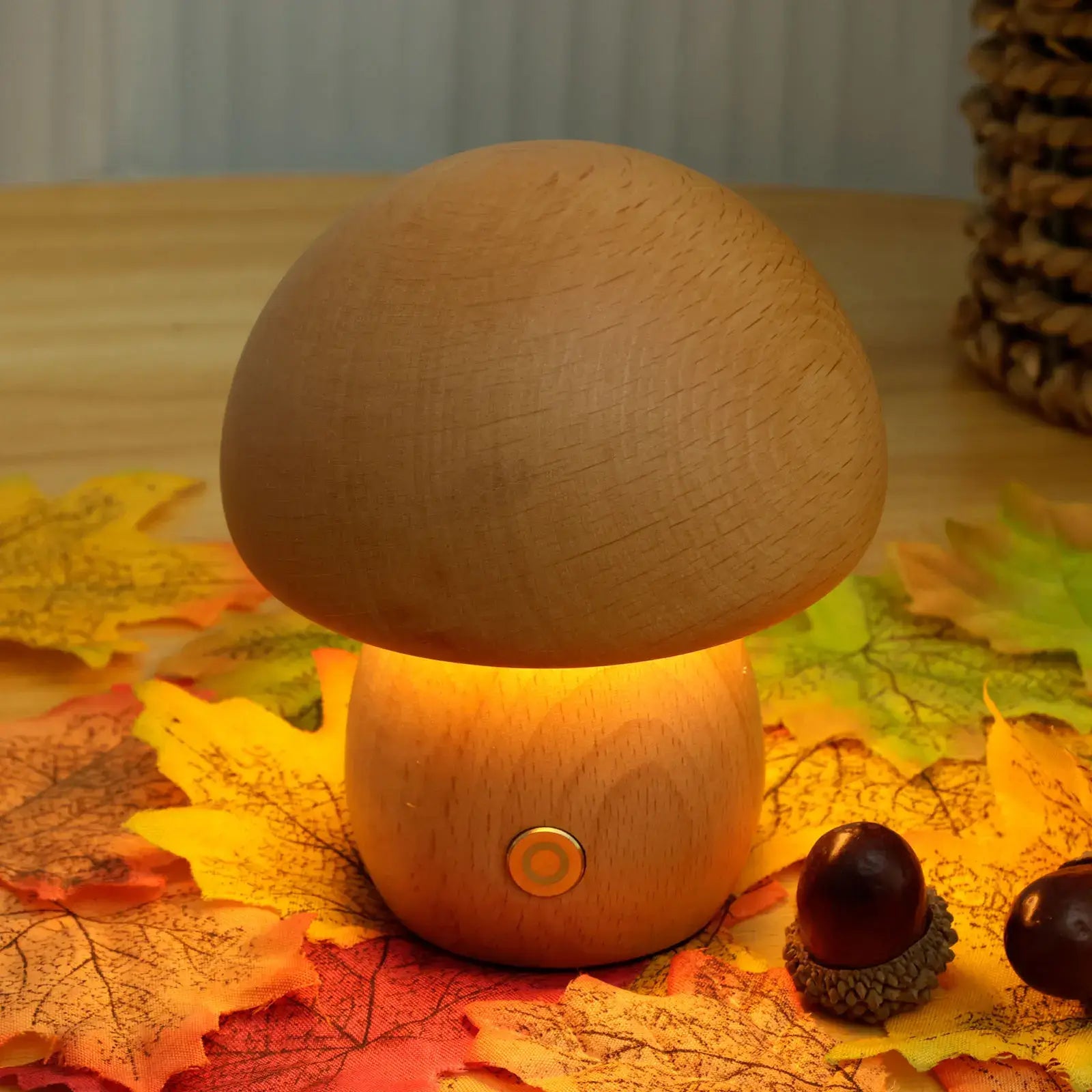 Portobello Mushroom Lamp | Natural Wood Rechargeable Night Light