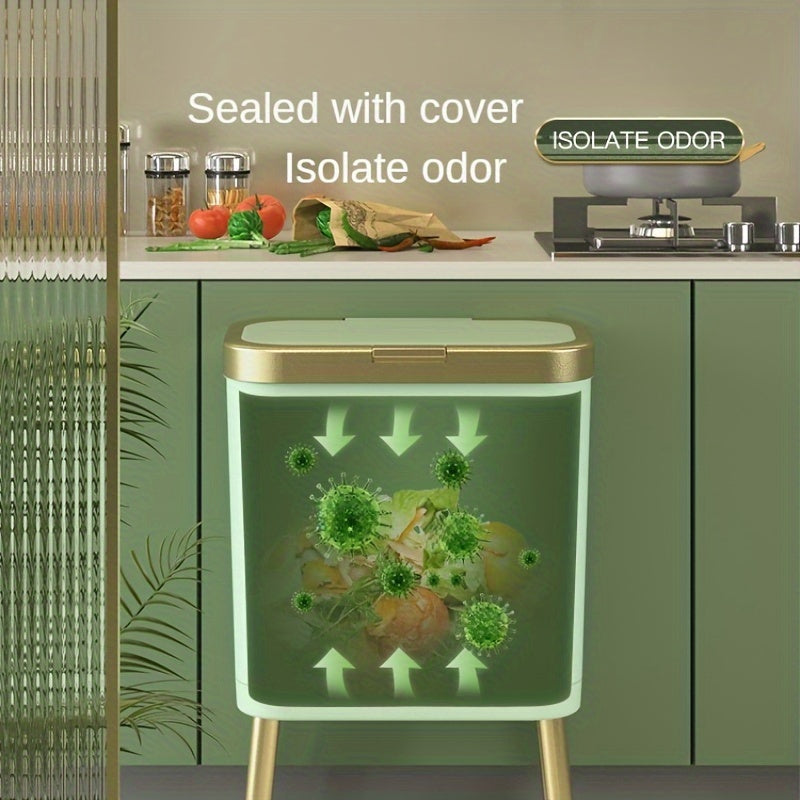 15L Modern Odour-Sealing Trash Can with Elevated Legs | Stylish Waste Bin for Kitchen, Living & Bathroom