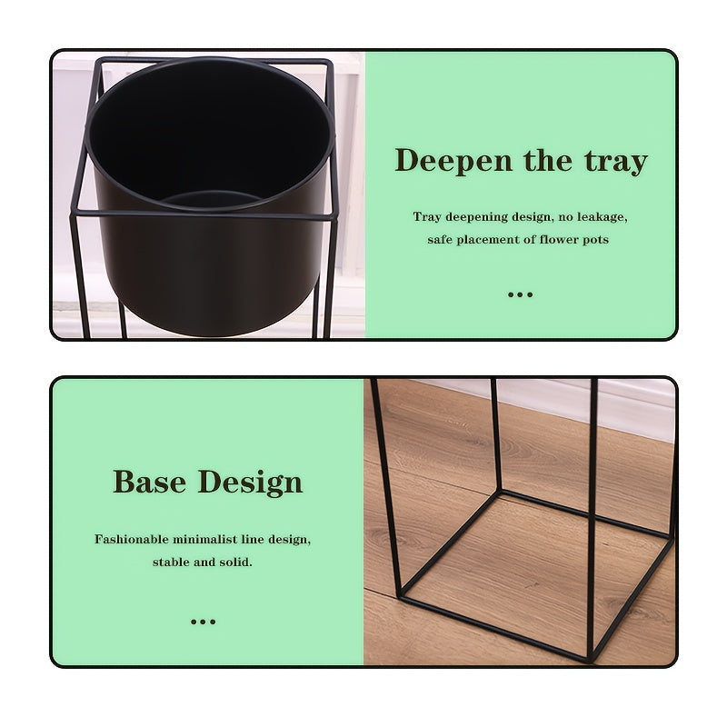 Metal Indoor Plant Stand | Modern Black Rectangular Plant Holder