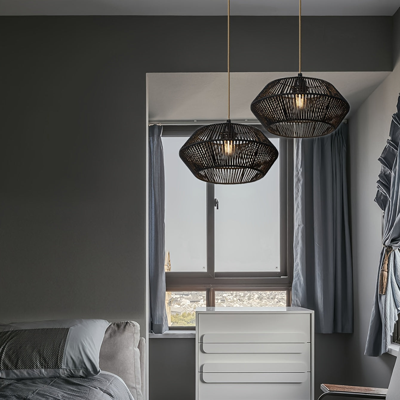 Handwoven Paper Rope Pendant Light Shade | Modern Natural Design