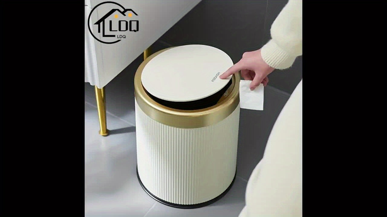 Luxury Oval Trash Can | Press-Top Waste Bin with Dual Inner Bucket