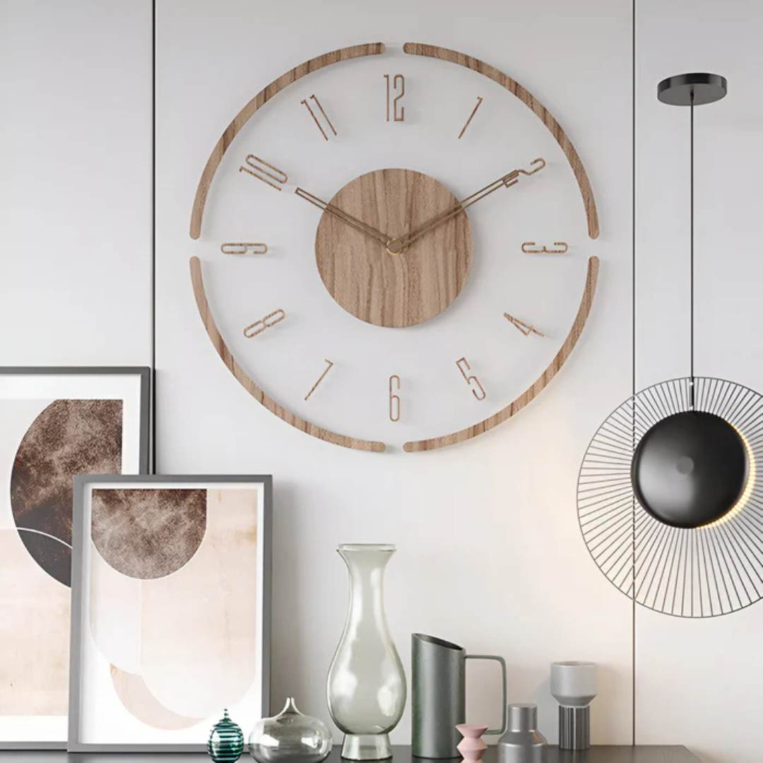 Nordic Wood Wall Clock | Silent Quartz Movement