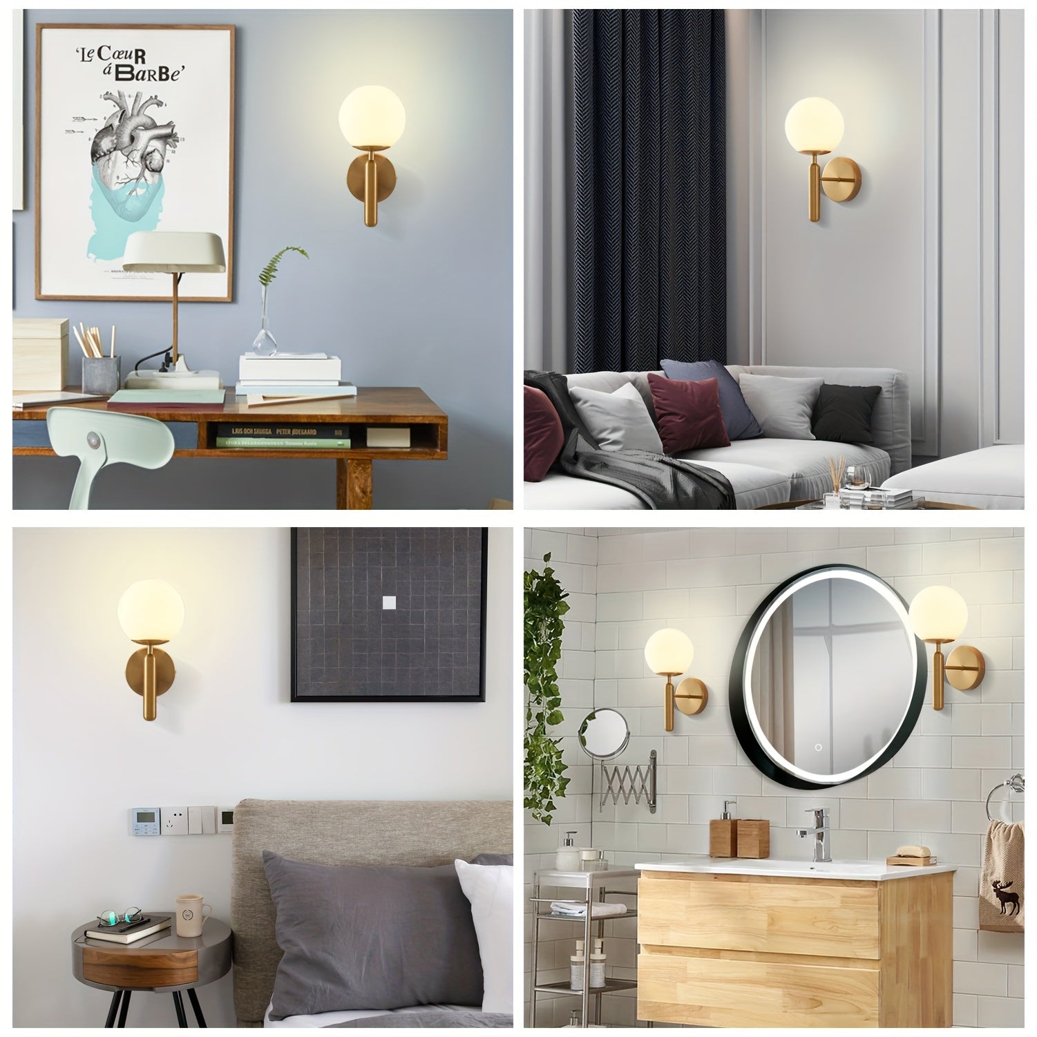 Modern Glass Wall Sconce | Elegant Metal Bedroom Light