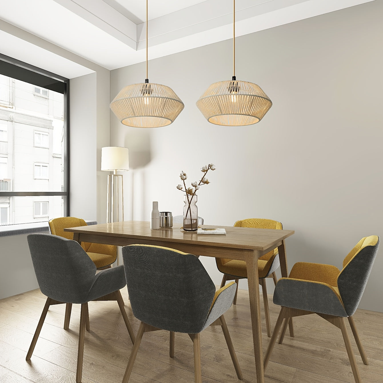 Handwoven Paper Rope Pendant Light Shade | Modern Natural Design