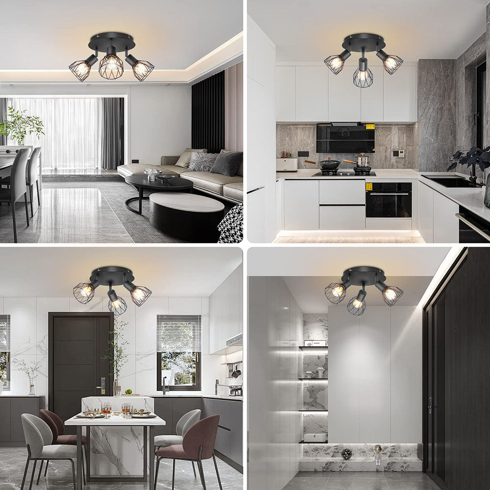 Industrial Adjustable Black Spotlight Ceiling Light | Vintage Functionality